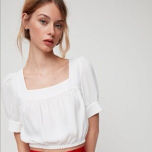 Aritzia Wilfred Trinette White Blouse with Square Neckline